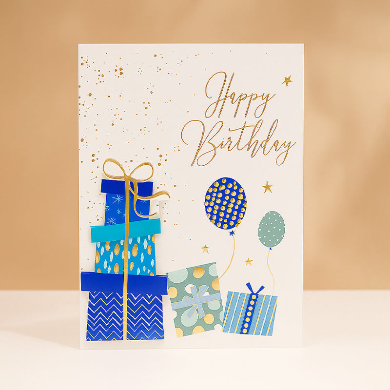 3D Happy Birthday Gift and Balloon Greeting Card