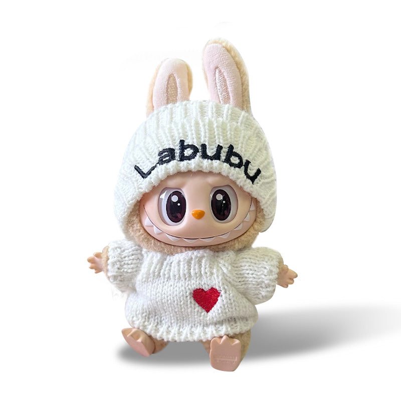 Toy Outfit - White knitted hat + white sweater