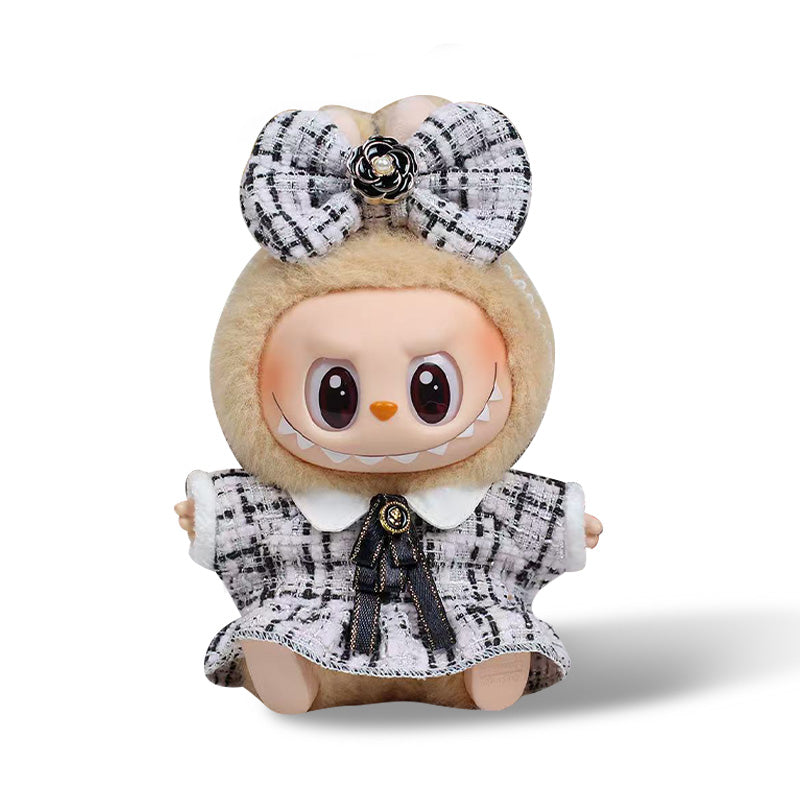 Toy Outfit- Black and white stripes Skirt + Bow