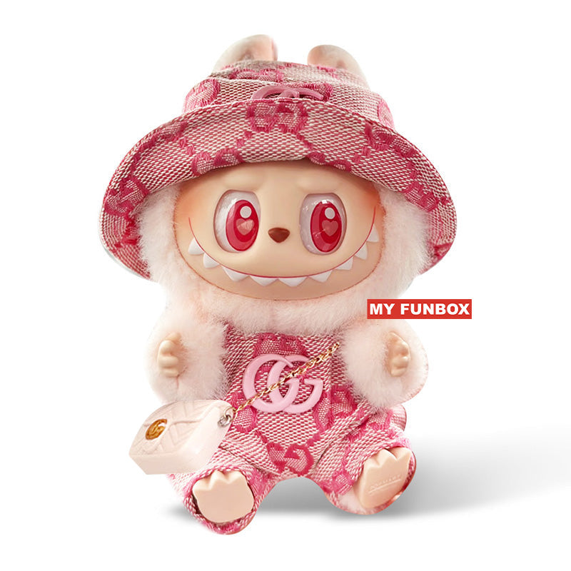 Labubu Outfit - Pink Hat + Pink Overalls + Bag