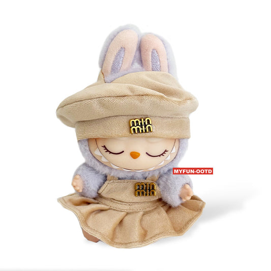 Labubu Outfit - Brown Beret + Brown Skirt