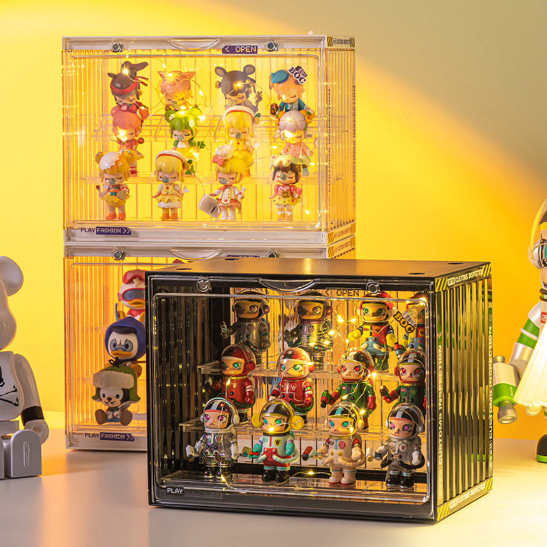 Three-Level Collectibles Display Box - Transparent