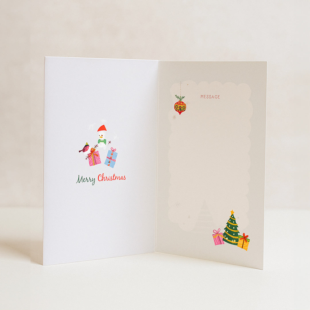 Merry Christmas Shaker Card – Cute Penguin & Snowman Design with Moving Stars