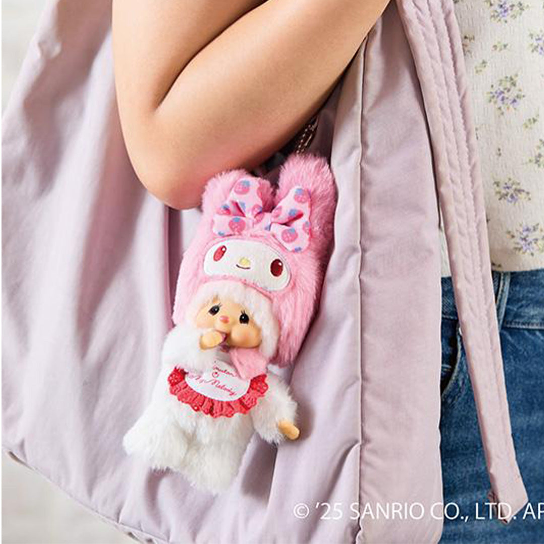 Monchhichi Sanrio Characters My Melody x Chimutan Plush Keychain (PRE-ORDER 1-2 Weeks Arrives)