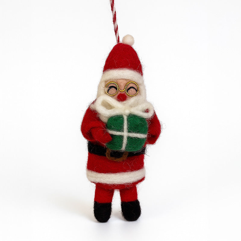 Christmas Bag Charm Tree Decorations - Santa Claus holding gifts