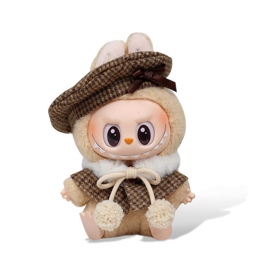 Labubu Outfit - Brown Beret & Cape Set