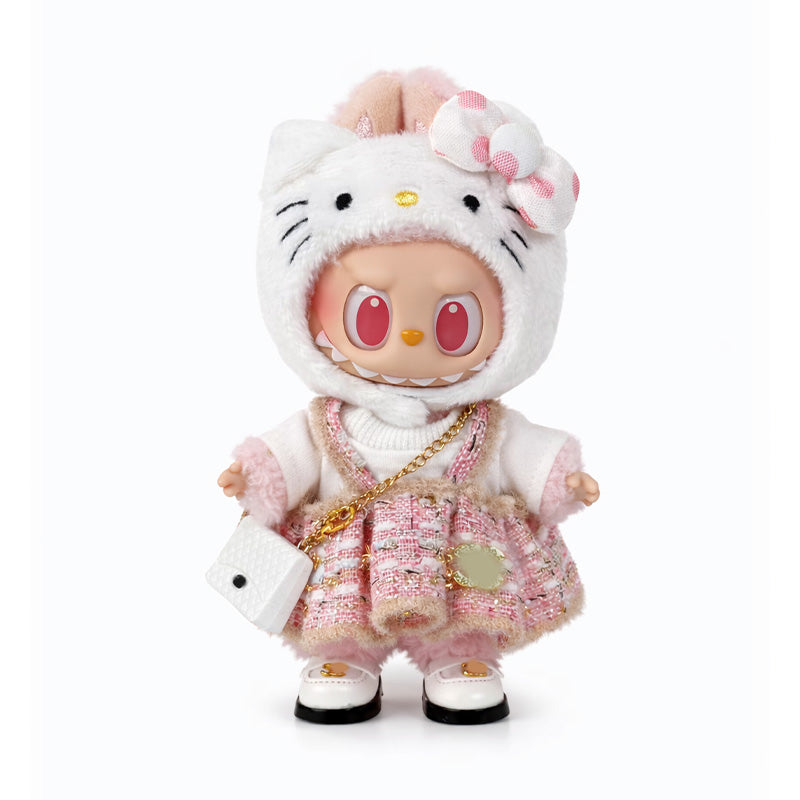 Toy Outfit - White top + pink skirt + white bag + white shoes