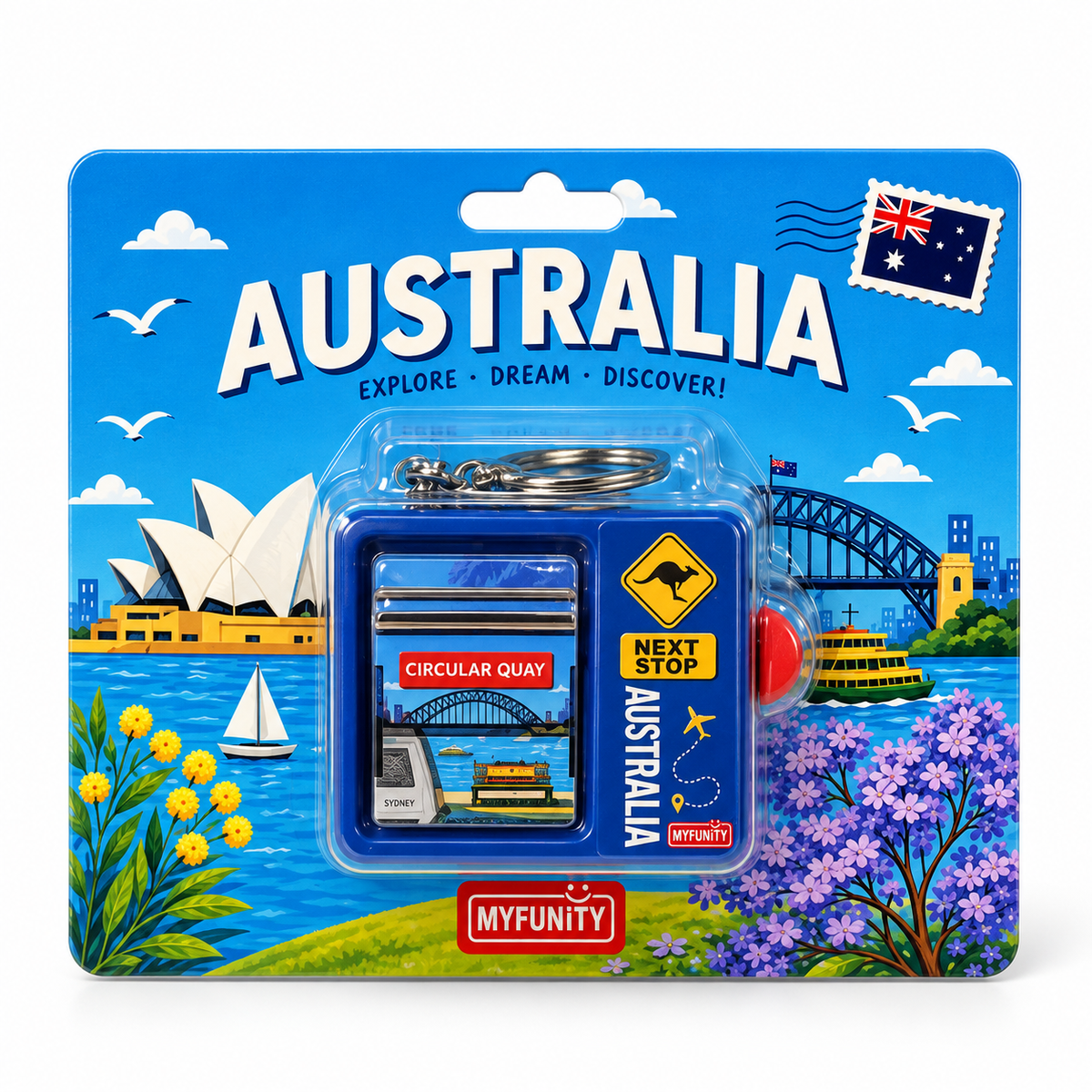 Australia Travel Flipbook Magnet Keychain Souvenir