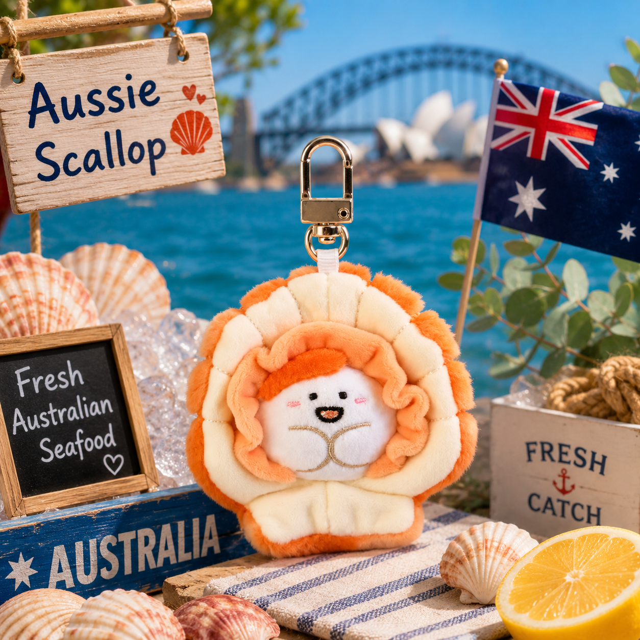 Australian Scallop Buddy Souvenir Keychain