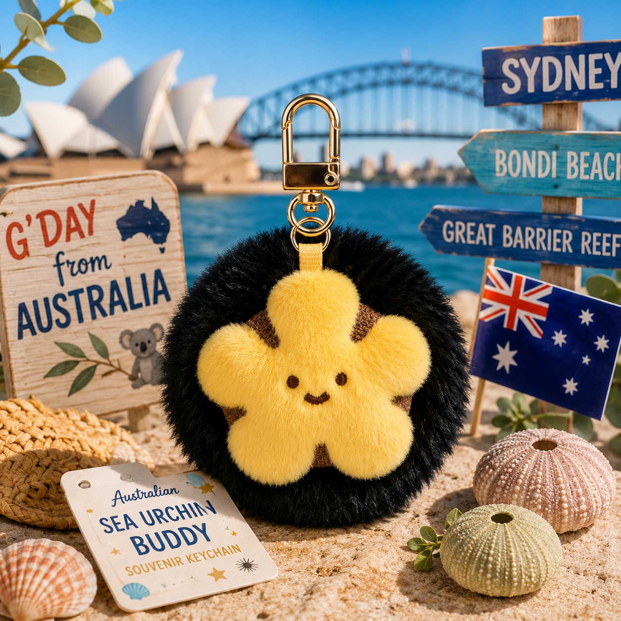 Australian Sea Urchin Buddy Souvenir Keychain