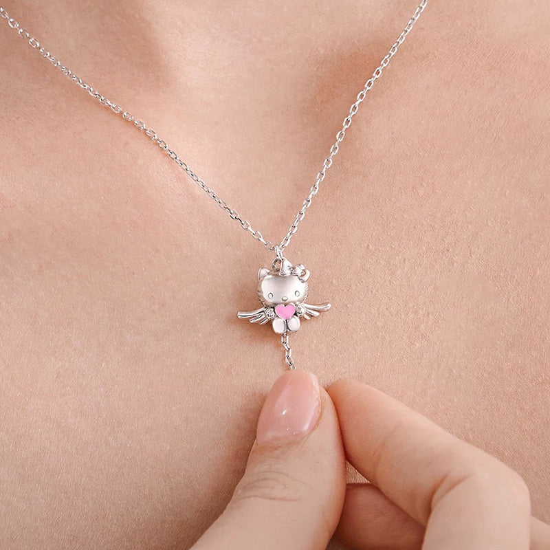 Authentic Hello Kitty Pink Wings 925 Sterling Silver Necklace
