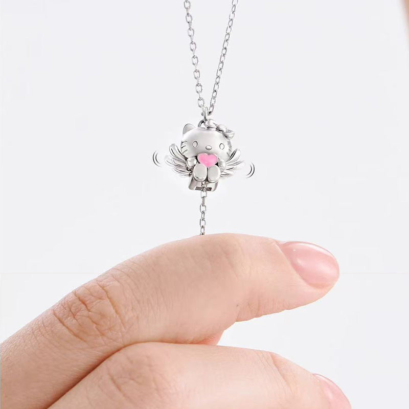 Authentic Hello Kitty Pink Wings 925 Sterling Silver Necklace