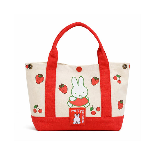 Authentic Miffy Red Canvas Lunch Tote Bag Embroidered Mini Handbag