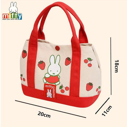 Authentic Miffy Red Canvas Lunch Tote Bag Embroidered Mini Handbag