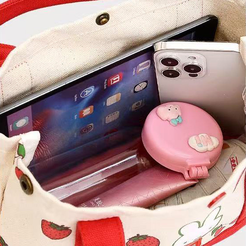 Authentic Miffy Red Canvas Lunch Tote Bag Embroidered Mini Handbag