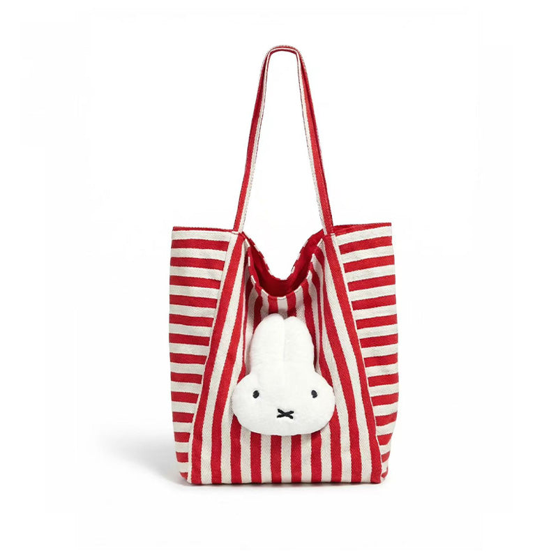 Authentic Miffy Blue Striped Canvas Tote Bag Large Capacity