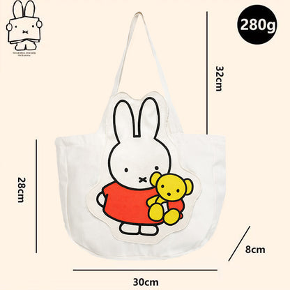 Authentic Miffy White Canvas Tote Bag Large Capacity Shoulder Bag