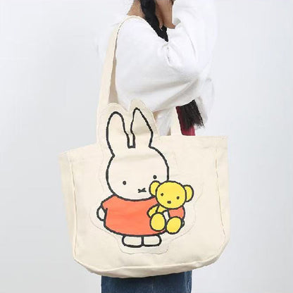 Authentic Miffy White Canvas Tote Bag Large Capacity Shoulder Bag