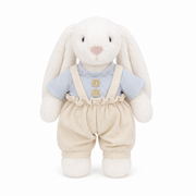 Beige Suspender Bunny Outfit for 31cm Jellycat Bashful Bunny | Striped Top & Suspender Pants