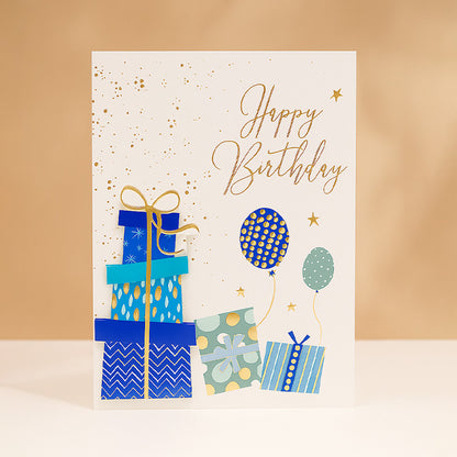 3D Happy Birthday Gift and Balloon Greeting Card