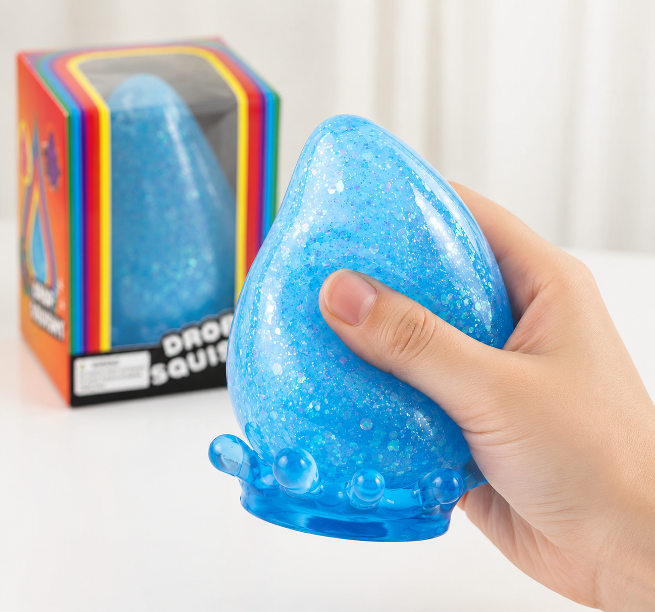 Blue Glitter Drop Squishy Sensory Toy
