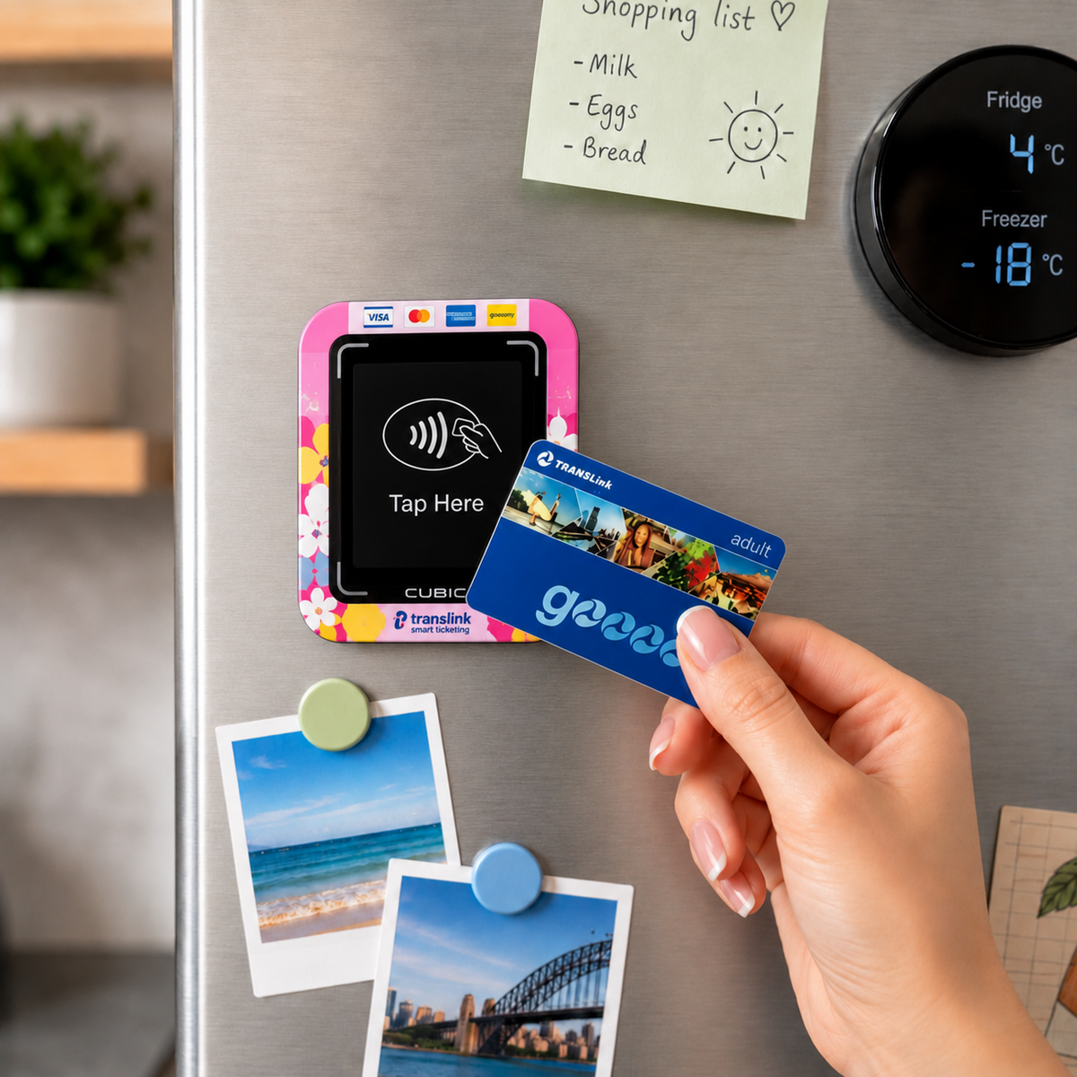 Brisbane go card Tap-On Fridge Pink Magnet with Light | Australian Souvenir