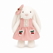 Pink Cherry Bunny Outfit for 31cm Jellycat Bashful Bunny | Pink Dress & Hair Bow