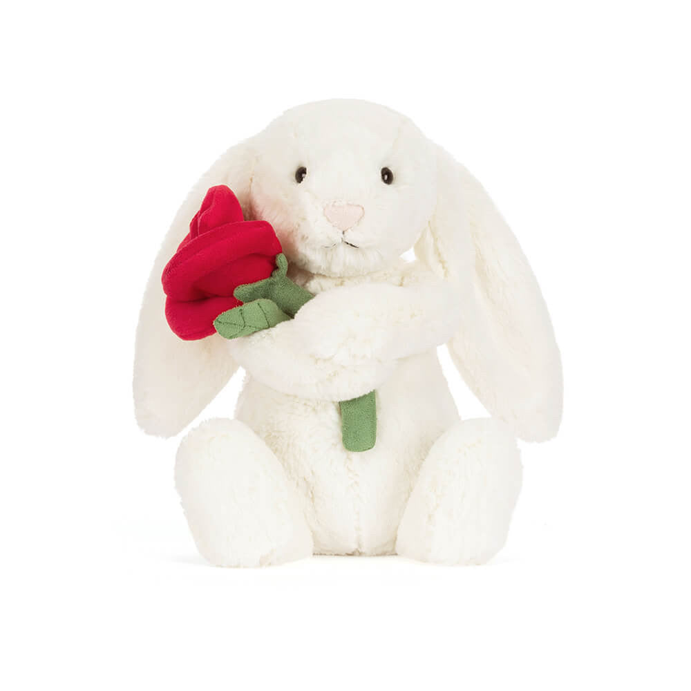 Jellycat Cream Bunny with Rose 31cm