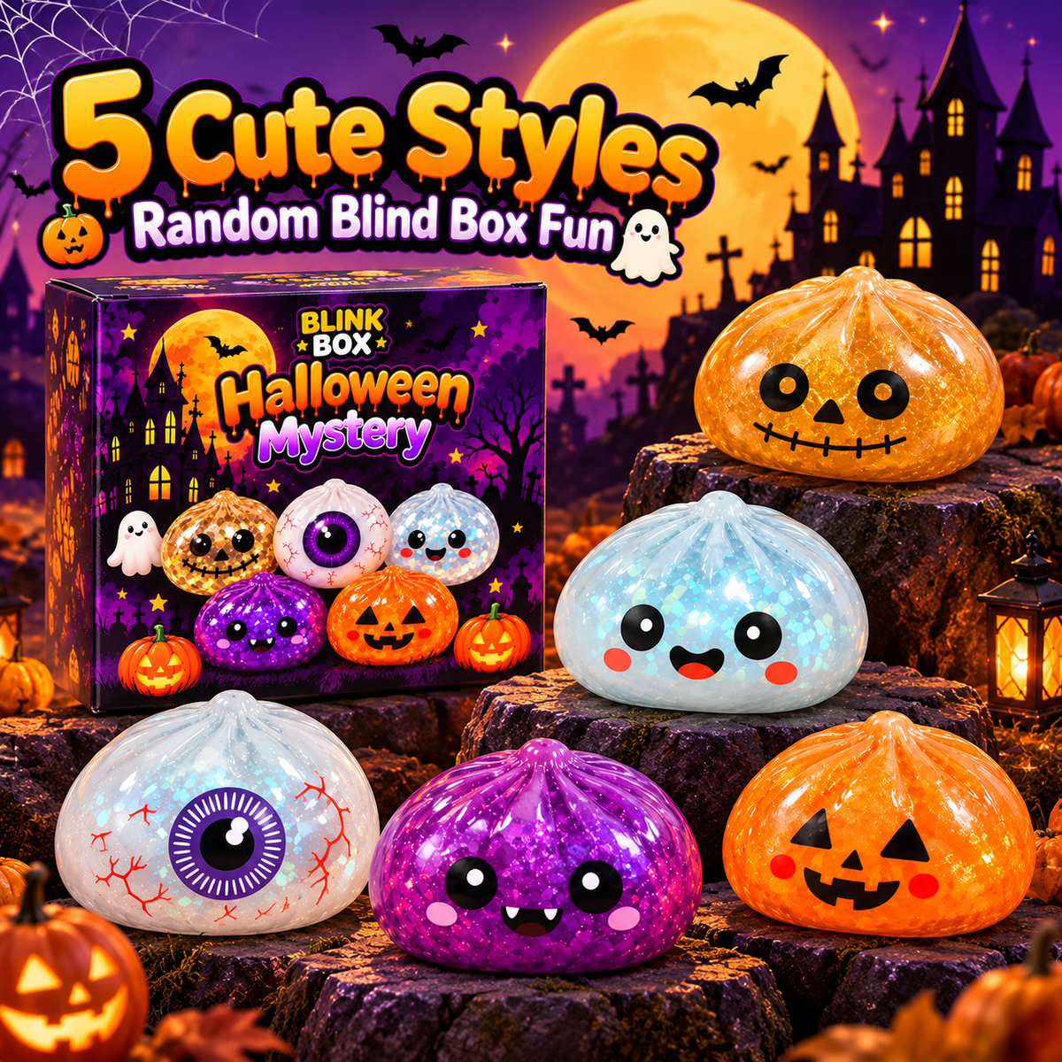 Halloween Mystery Dumpling Squishy Gift Set – 5PCS Blind Box | AU Stock
