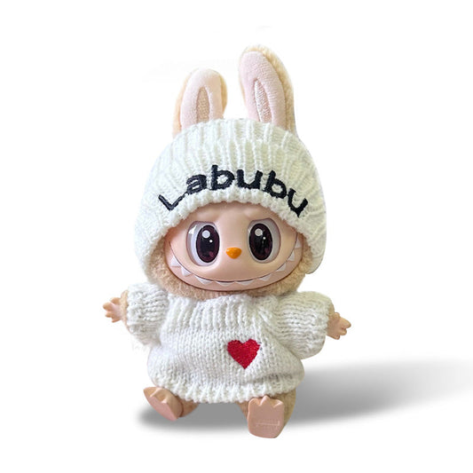 Toy Outfit - White knitted hat + white sweater