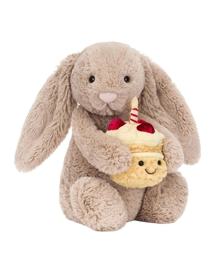 Jellycat Bashful Beige Bunny 'Birthday' Medium 31cm