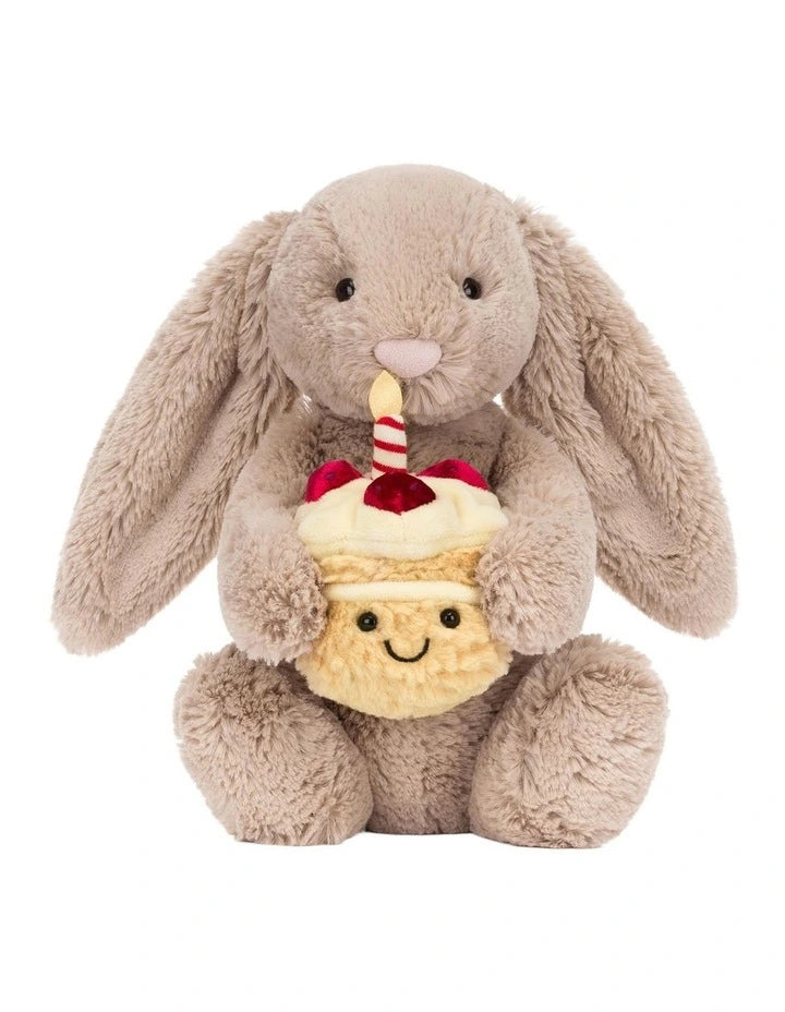 Jellycat Bashful Beige Bunny 'Birthday' Medium 31cm