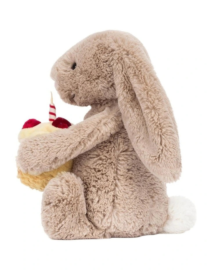 Jellycat Bashful Beige Bunny 'Birthday' Medium 31cm