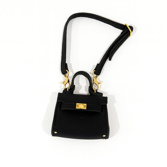 Labubu Fashion Outfit - Labubu Black Leather H Style Bag