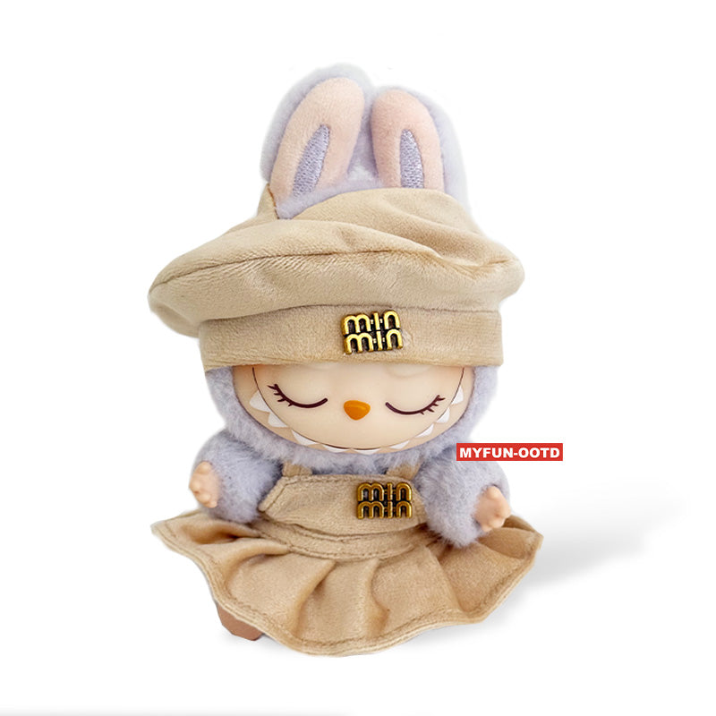 Labubu Outfit - Brown Beret + Brown Skirt