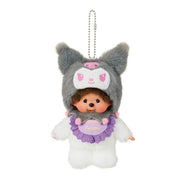 Monchhichi Sanrio Characters Kuromi x Monchhichi Plush Keychain