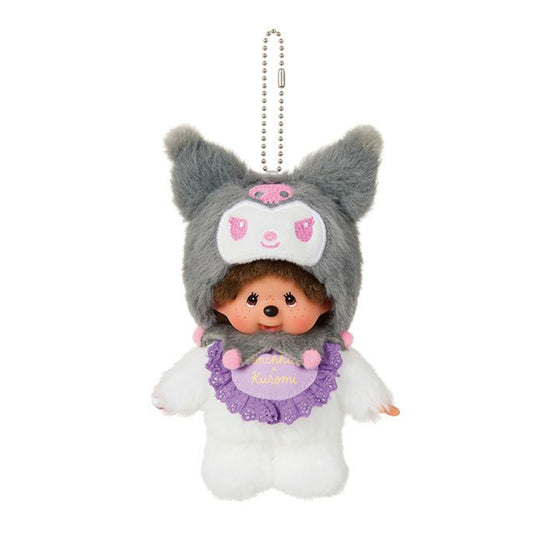Monchhichi Sanrio Characters Kuromi x Monchhichi Plush Keychain (PRE-ORDER 1-2 Weeks Arrive)