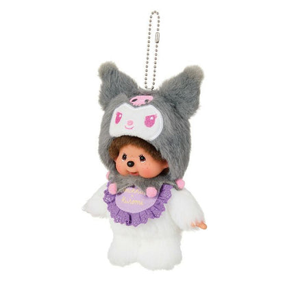 Monchhichi Sanrio Characters Kuromi x Monchhichi Plush Keychain (PRE-ORDER 1-2 Weeks Arrive)