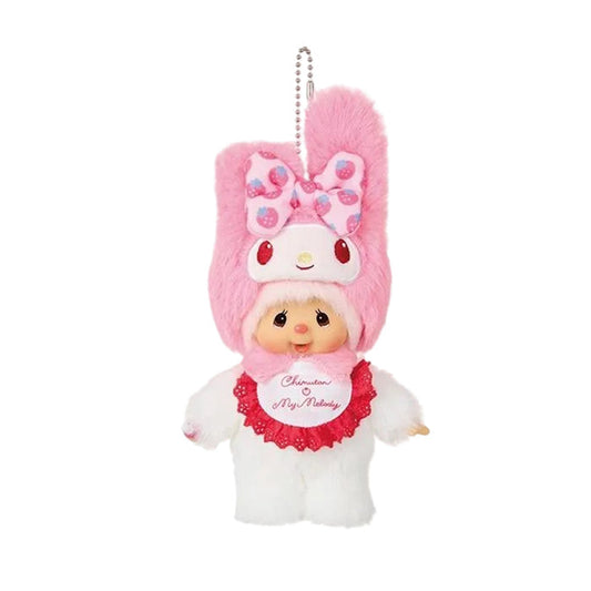 Monchhichi Sanrio Characters My Melody x Chimutan Plush Keychain (PRE-ORDER 1-2 Weeks Arrives)
