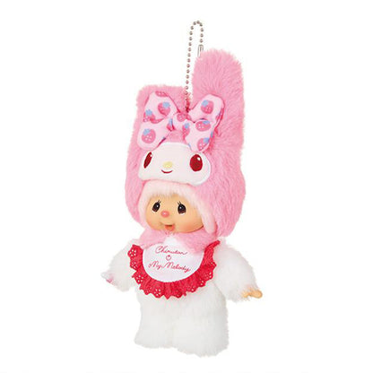 Monchhichi Sanrio Characters My Melody x Chimutan Plush Keychain (PRE-ORDER 1-2 Weeks Arrives)
