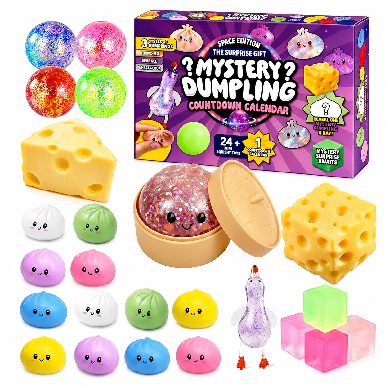 Mystery Dumpling Squishy Countdown Calendar Blind Box 24 Pack ｜ AU STOCK