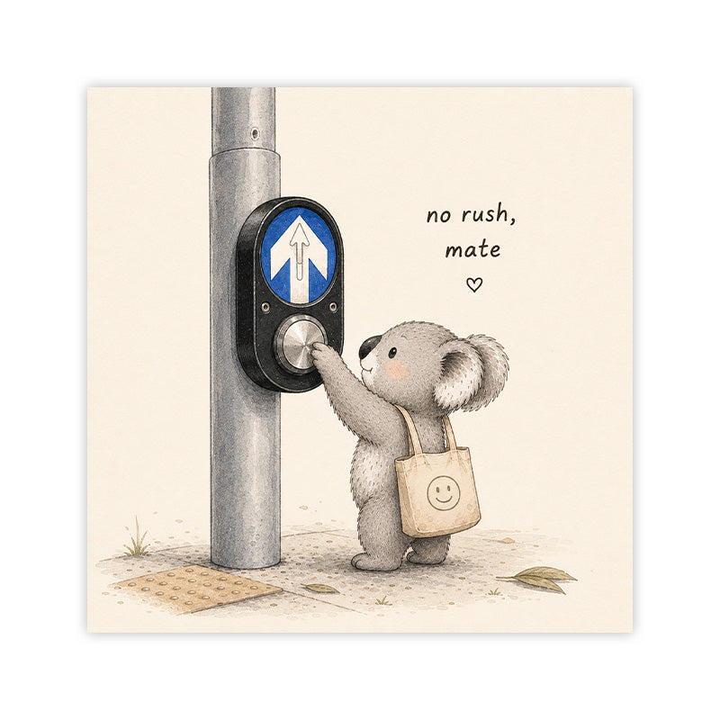 No Rush, Mate – Little Koala Postcard