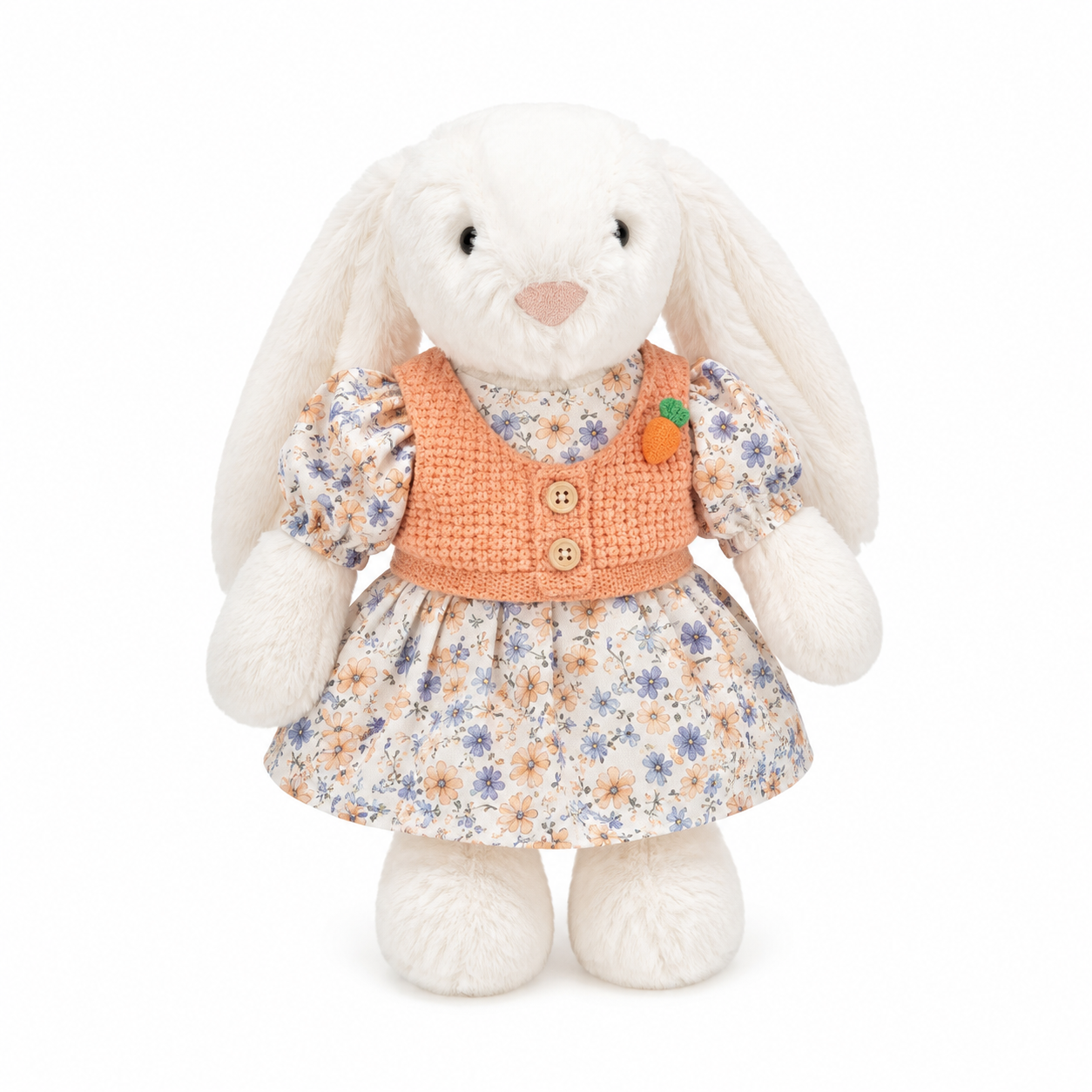 Peach Floral Bunny Outfit for 31cm Jellycat Bashful Bunny | Dress Set