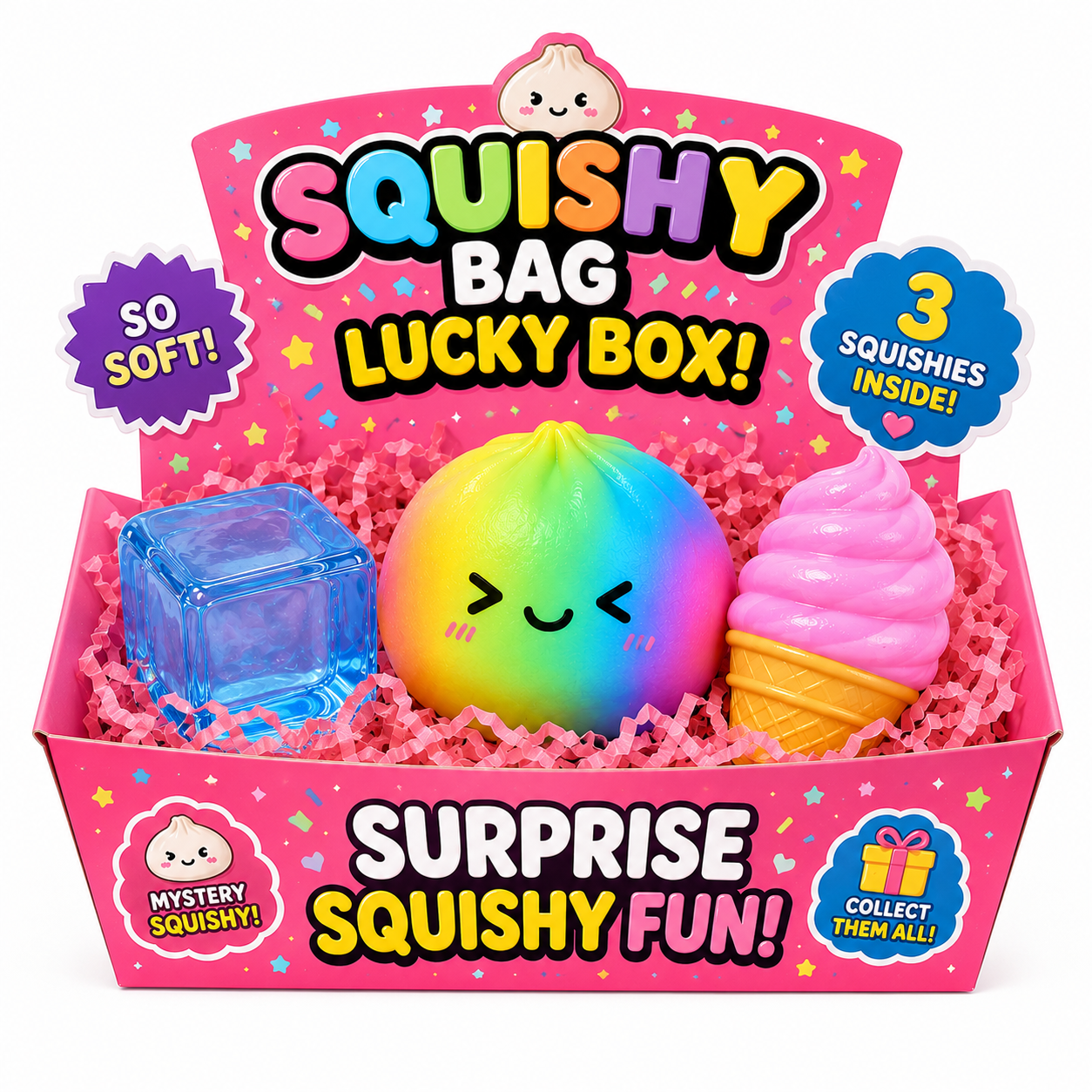 Mystery Squishy Lucky Box – including 1 Mystery Rainbow Dumpling
