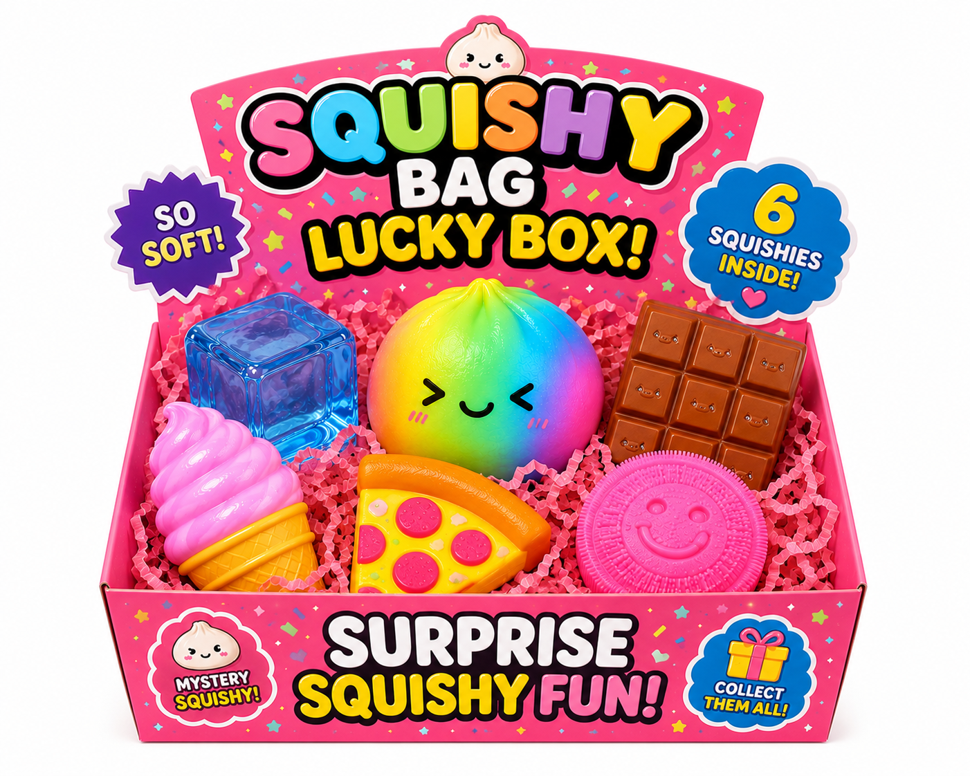 Mystery Squishy Lucky Box – including 1 Mystery Rainbow Dumpling