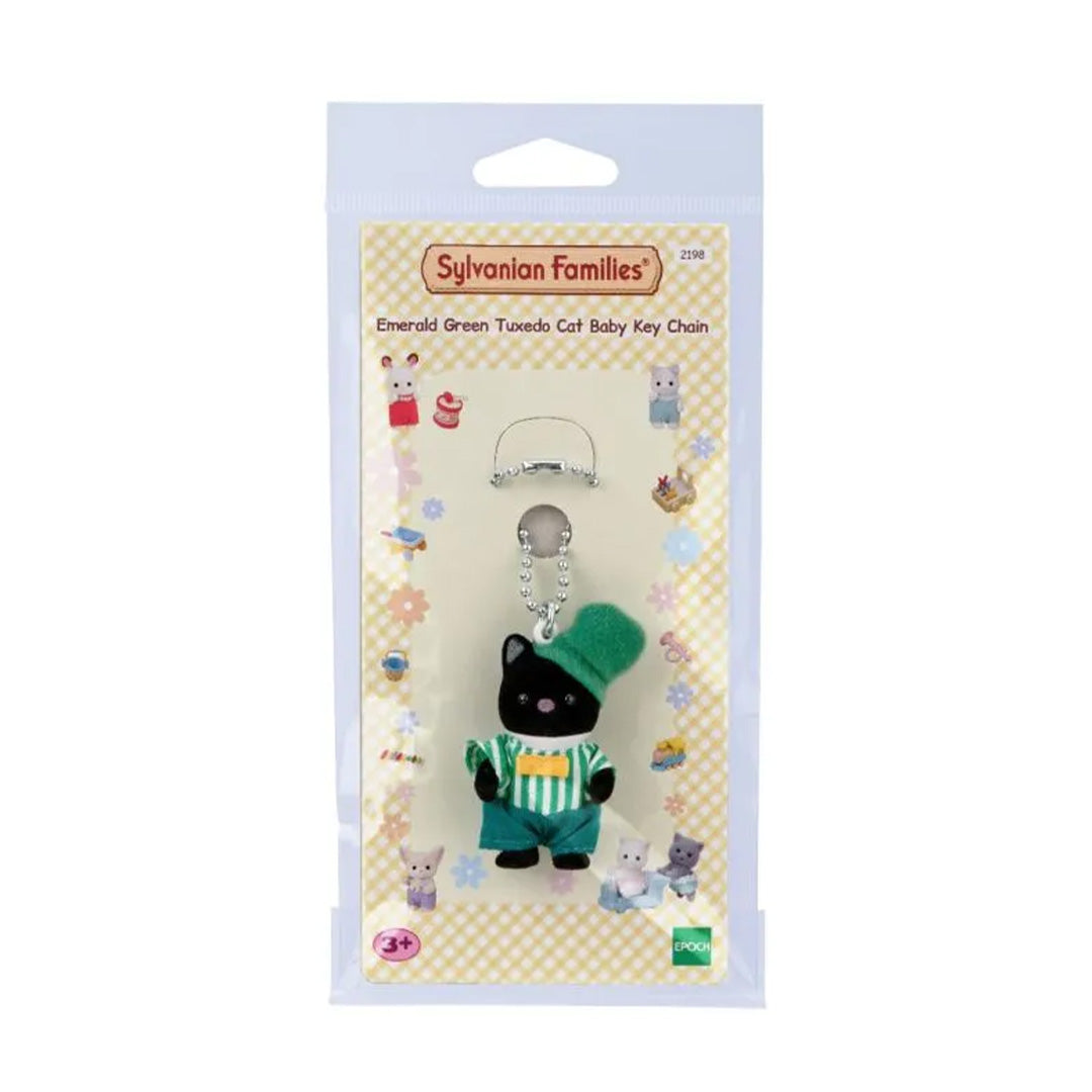 Sylvanian Families Tuxedo Cat Baby Emerald Green Keychain