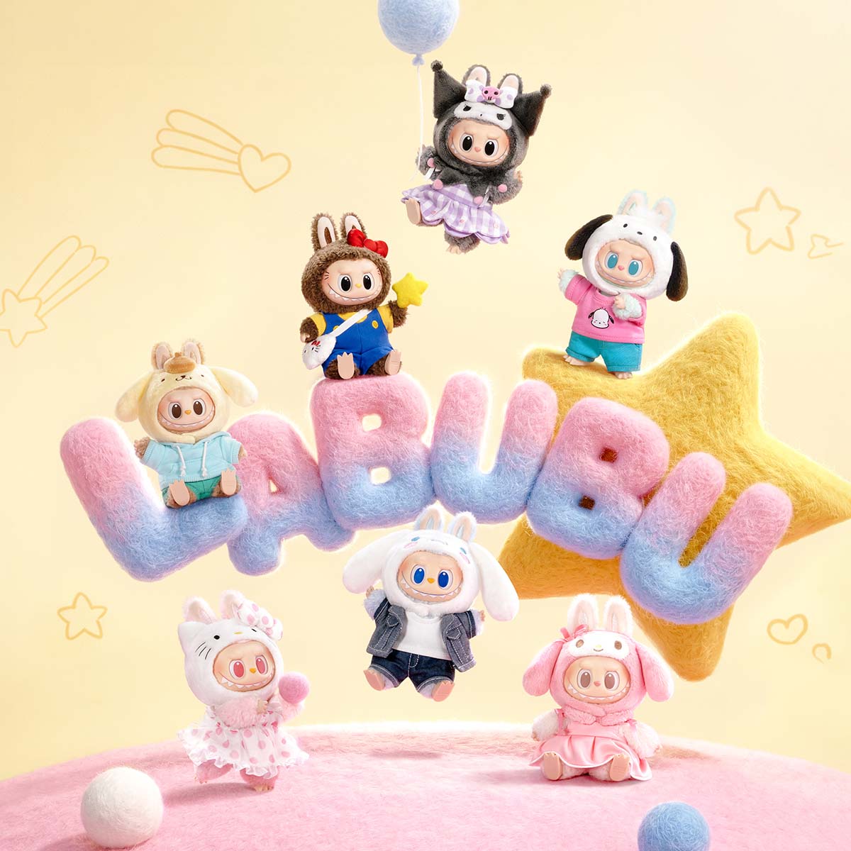 THE MONSTERS Labubu × Hello Kitty and Friends Series-Vinyl Plush