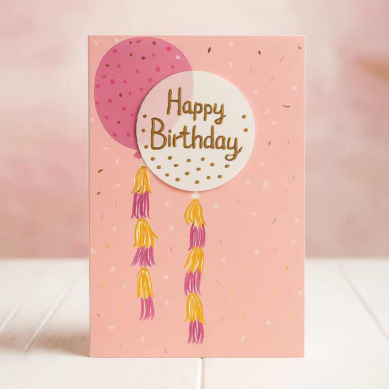 3D Pink Happy Birthday Greeting Card