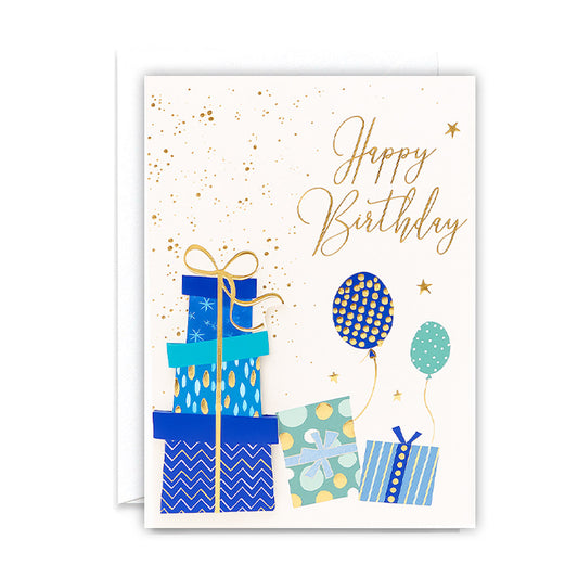 3D Happy Birthday Gift and Balloon Greeting Card