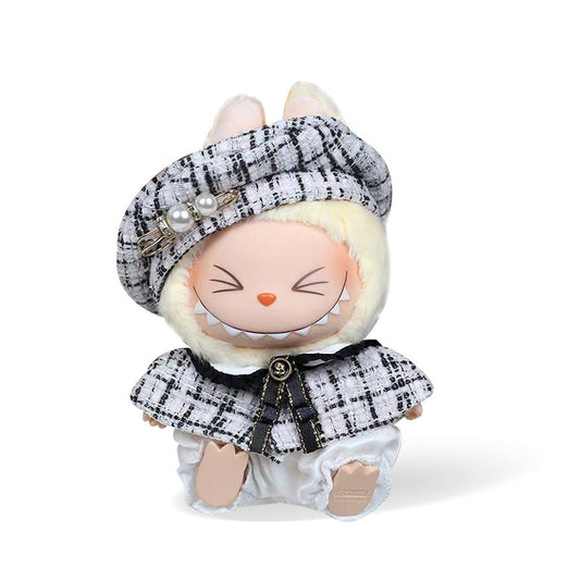 Toy Outfit - Black and white beret + Cape